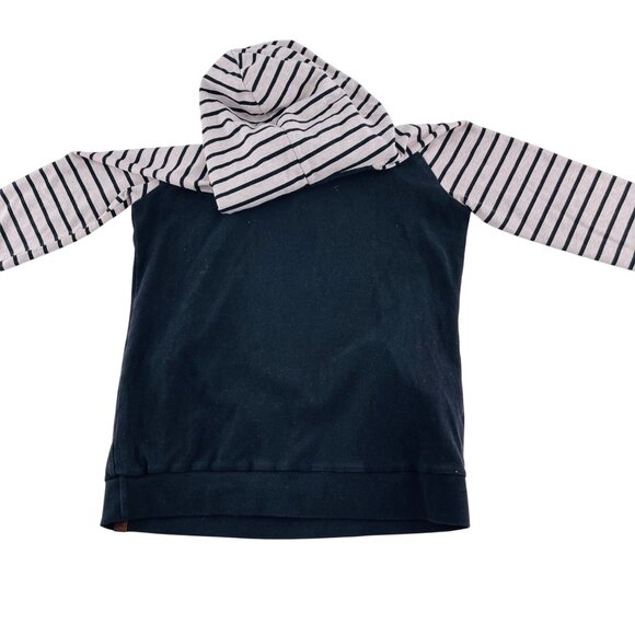 Navy & White Striped Hoodie Sweatshirt Womens Size M - Picture 4 of 4